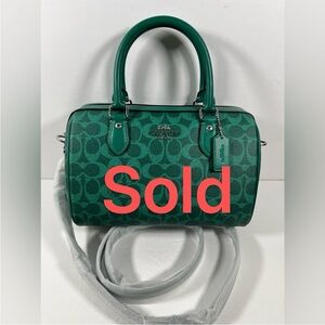 ‼️LAST One NWT Coach Medium Rowan Satchel Bag In Signature Canvas Bright Jade